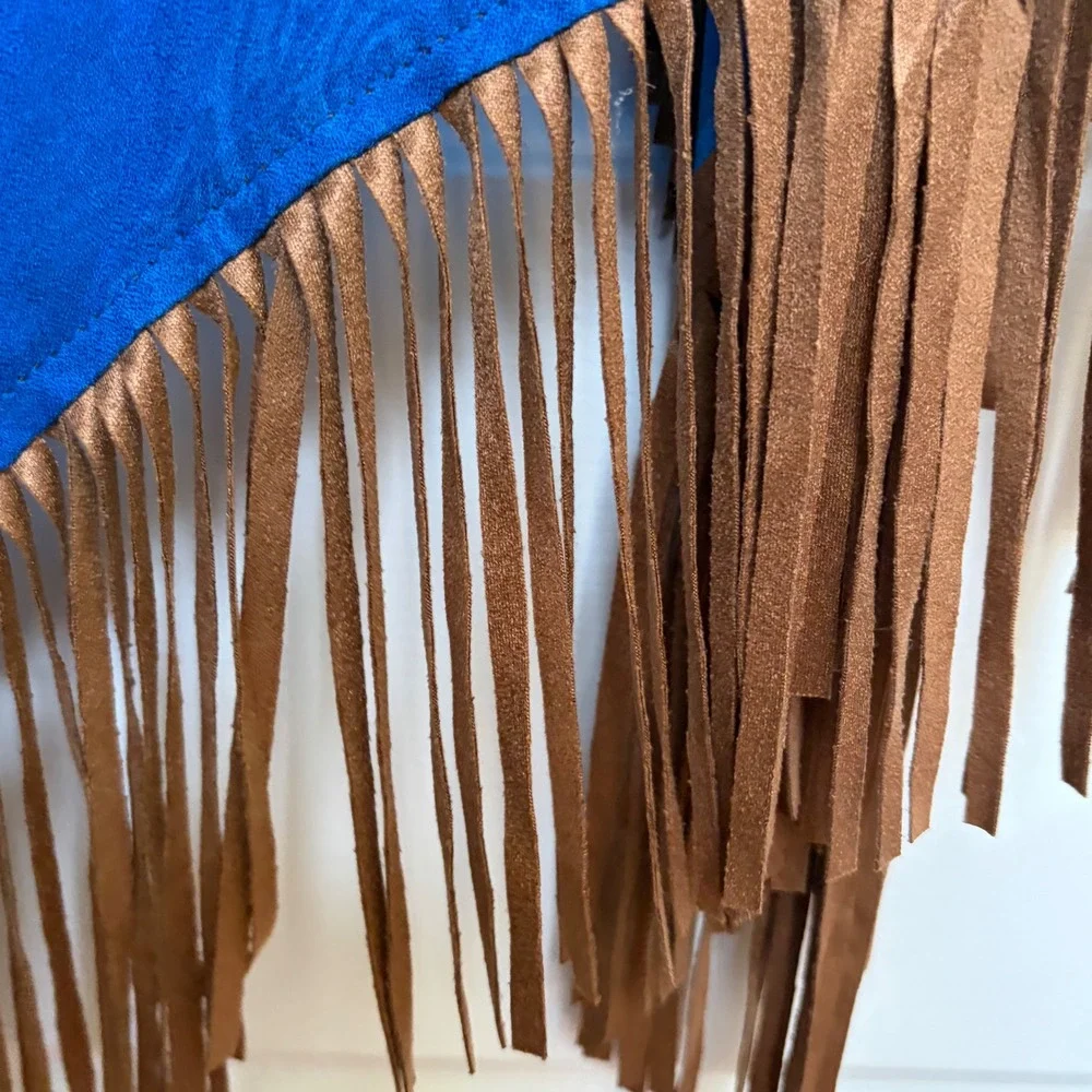 Chicos Imperial Peacock Fringe Ruana Shawl Wrap‎ Scarf NEW Festival Boho Western